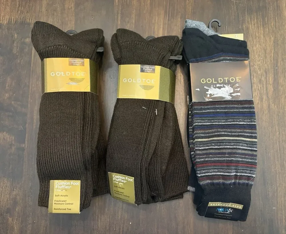 X-14 New 9 pairs of men's fashion GoldToe dress socks Size 10-13 & 12-16